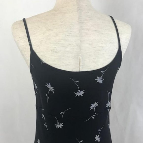 EUC Black with Floral Print Slip Midi Dress Size 6 - Picture 6 of 10
